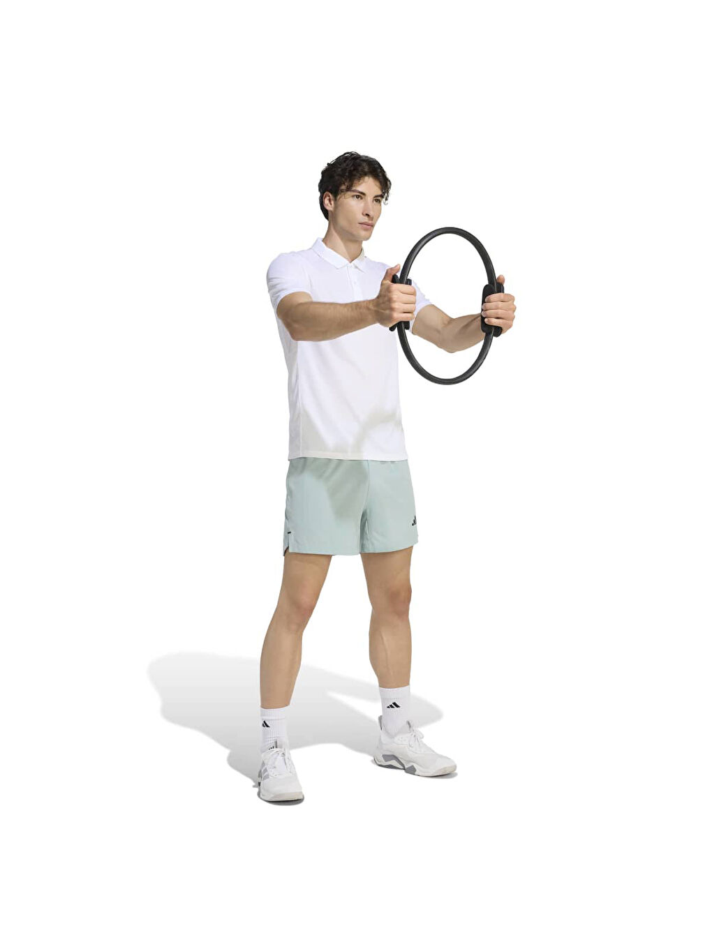 Workout Essentials Basic Erkek Beyaz Polo Yaka Tişört-3