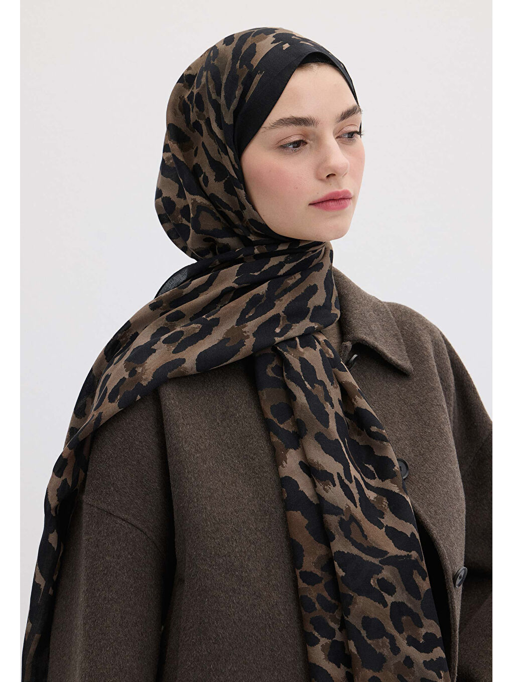 Kahverengi Leopar Desen Şal Toprak-1