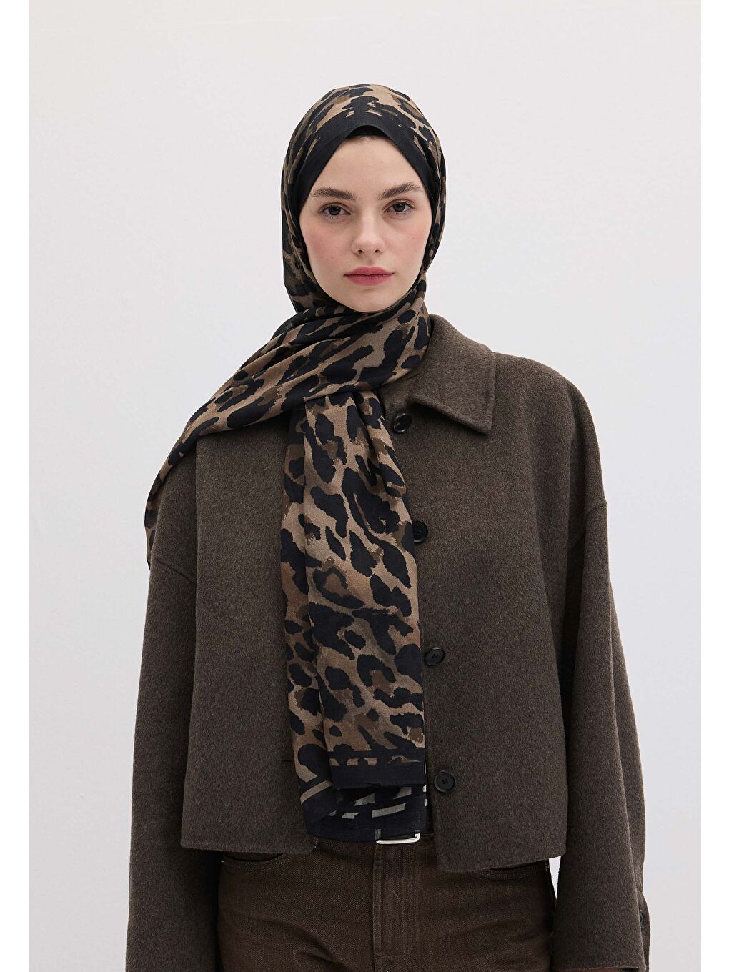 Kahverengi Leopar Desen Şal Toprak-2