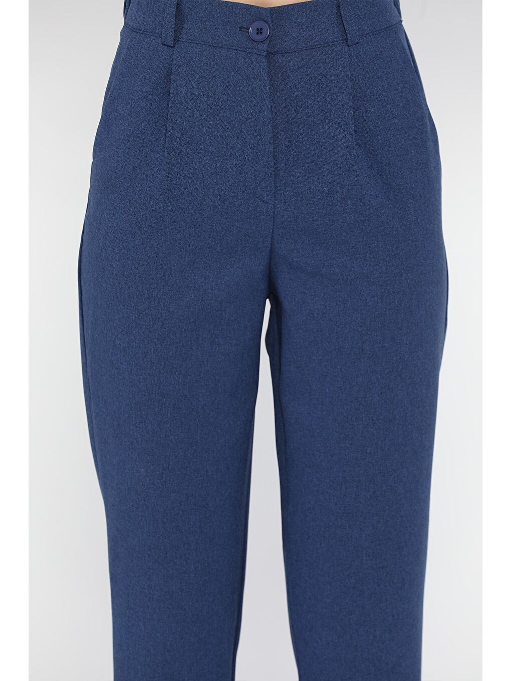 Lacivert Kadın Yüksek Bel Kumaş Pantolon-3