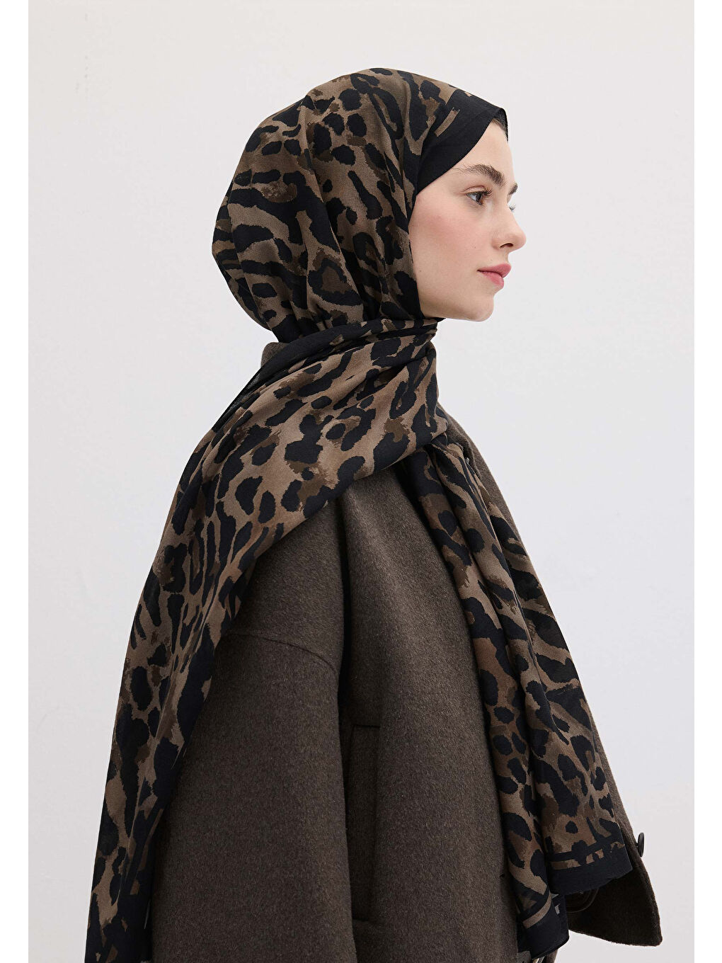 Kahverengi Leopar Desen Şal Toprak-4