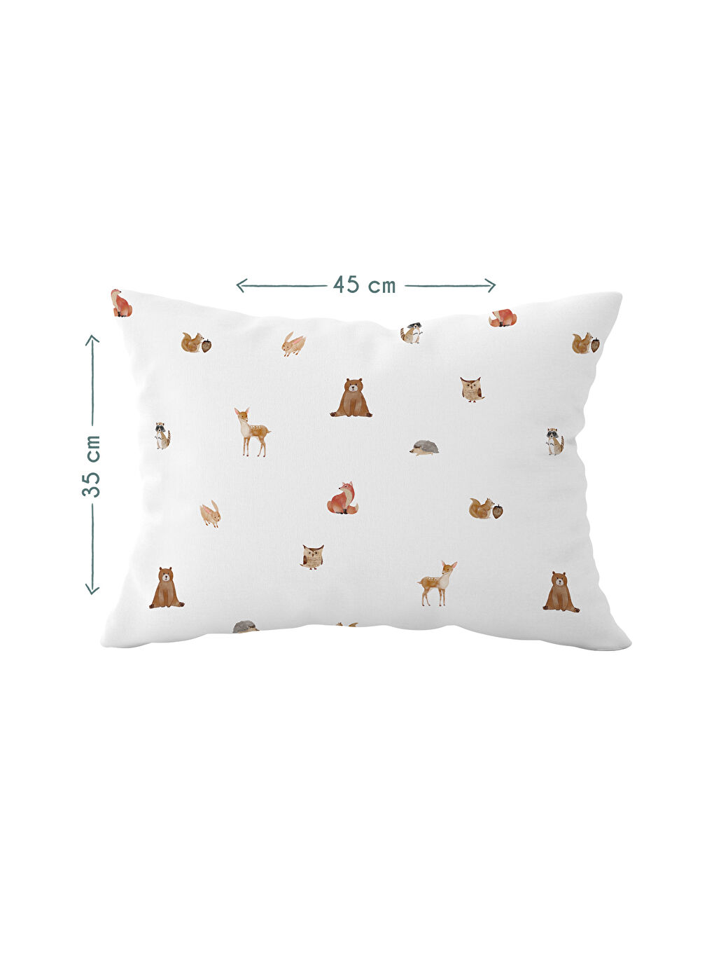 Beyaz Forest Amigos 100% Pamuk Saten Bebek Yastık Kılıfı - 35x45 cm