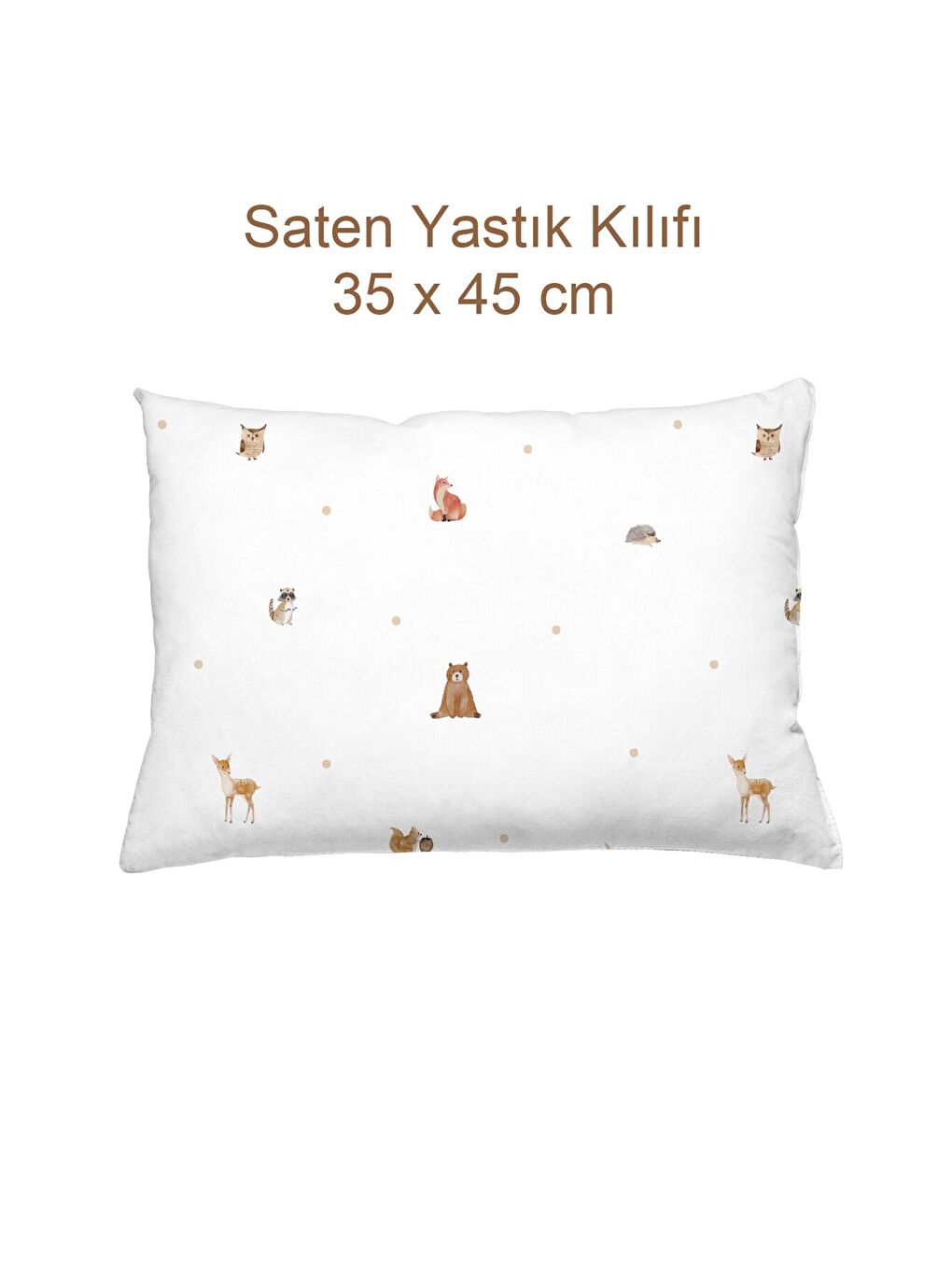 Beyaz Forest Amigos 100% Pamuk Saten Bebek Yastık Kılıfı - 35x45 cm-3
