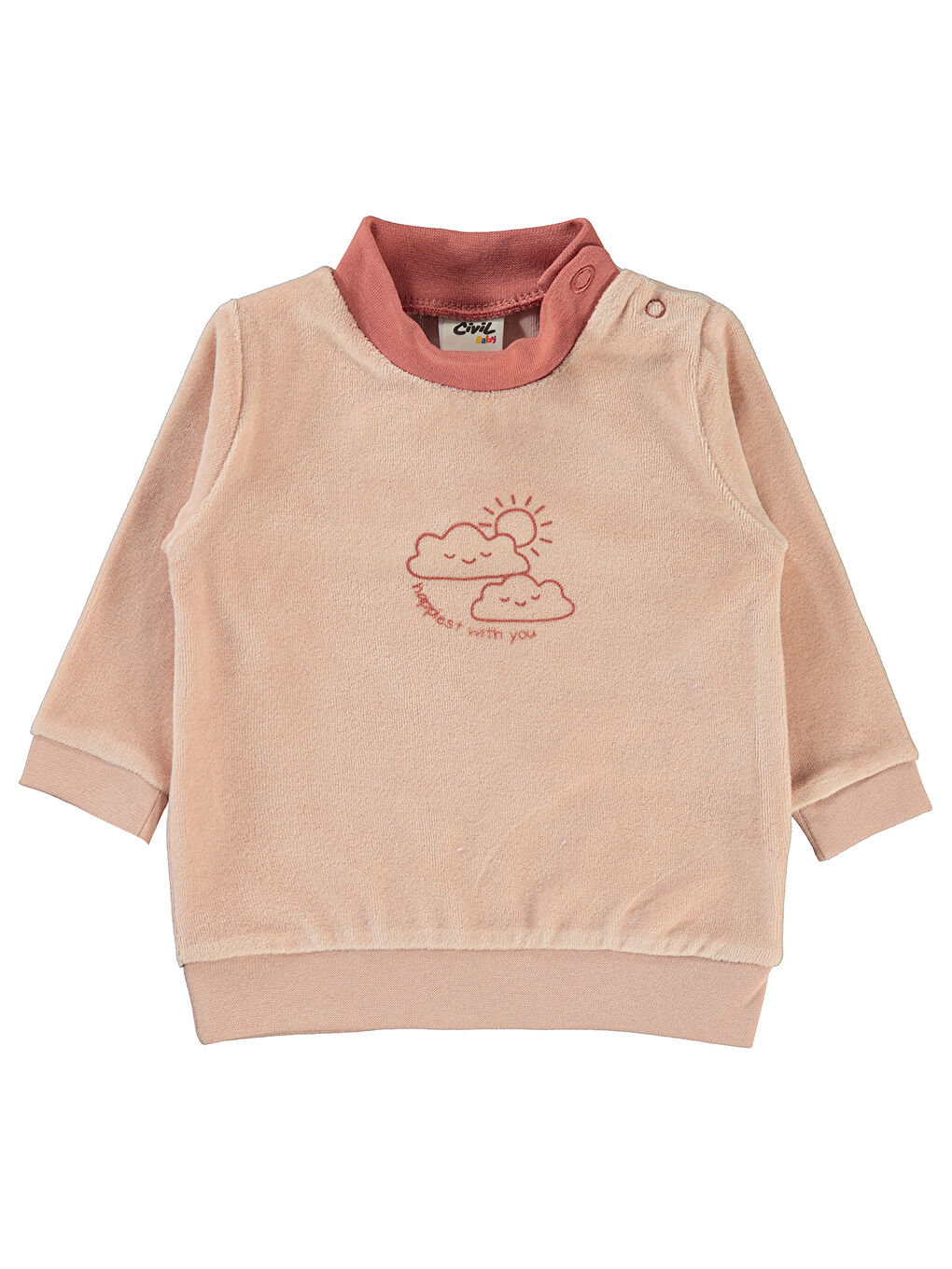 Civil Pudra Baby Kız Bebek Sweatshirt 6-18 Ay Pudra