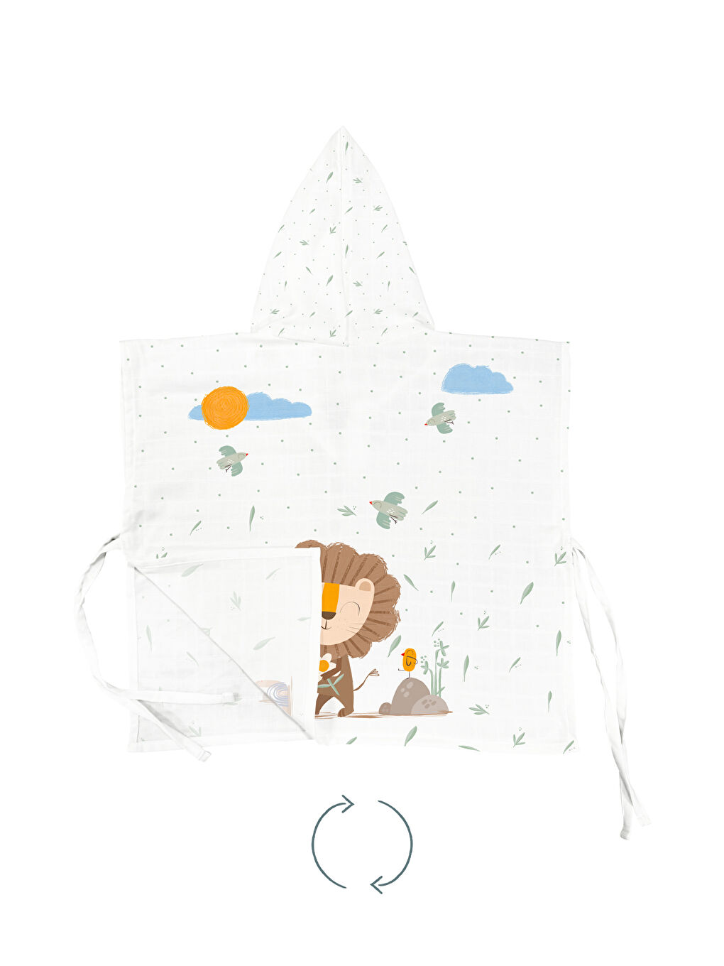 Beyaz Simba %100 Pamuk Müslin Panço - 3-4 Yaş-1