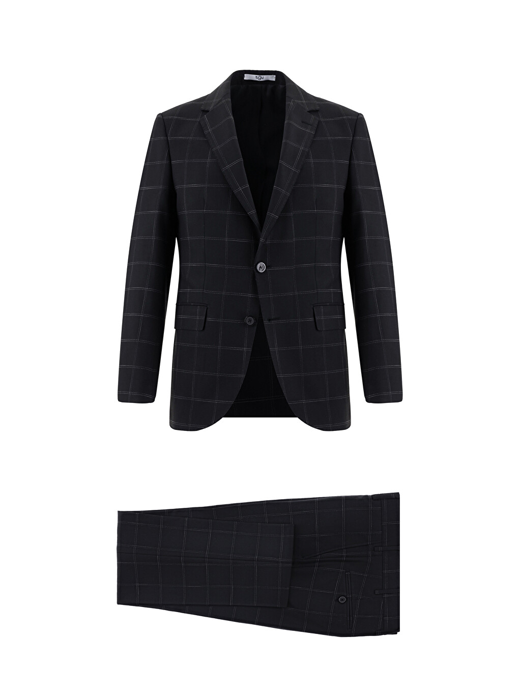 Siyah Slim Fit Dar Kesim Klasik Ekose Takım Elbise