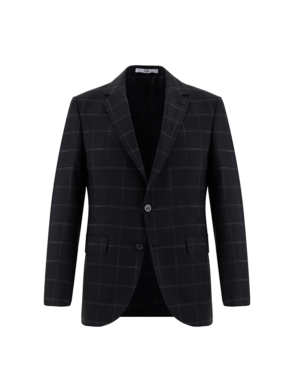 Siyah Slim Fit Dar Kesim Klasik Ekose Takım Elbise-1