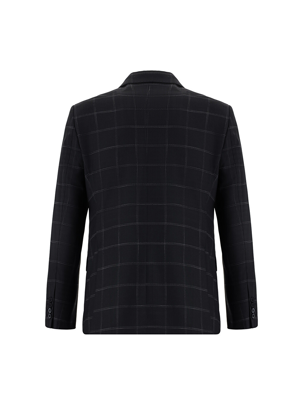 Siyah Slim Fit Dar Kesim Klasik Ekose Takım Elbise-2