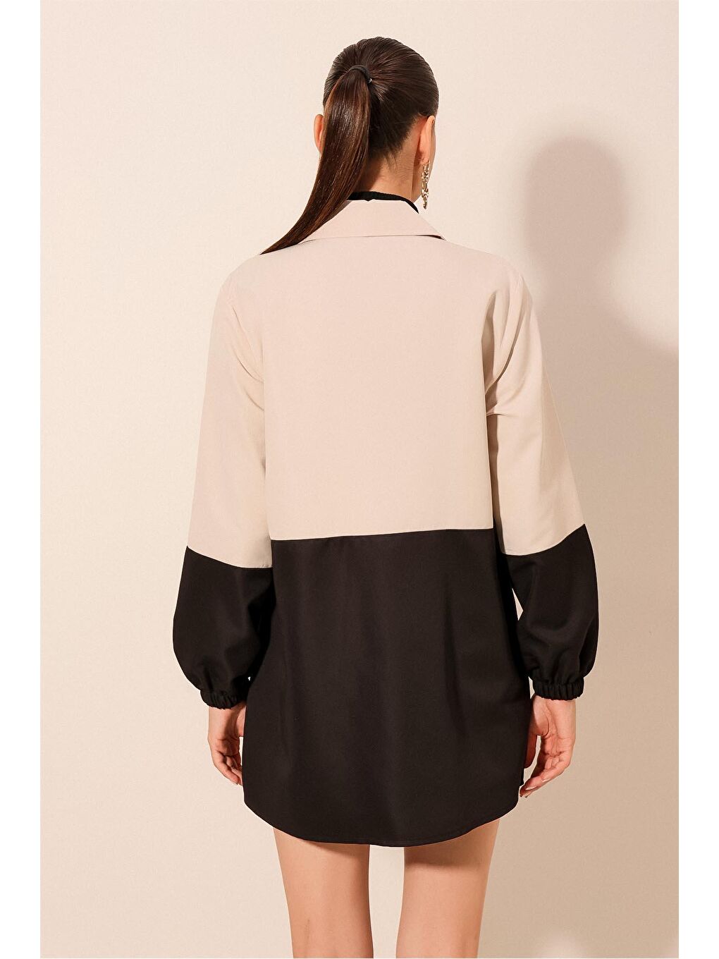 5909 Çift Renkli Mevsimlik Ceket- Siyah-5