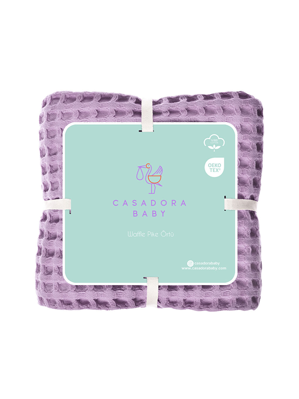 %100 Pamuk Bebek Waffle - Lila - 90x120-3