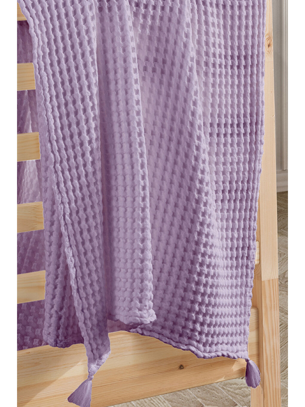 %100 Pamuk Bebek Waffle - Lila - 90x120-4