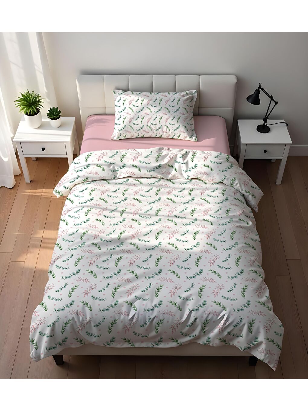 Karışık Çift Taraflı Minik Çiçekler Desenli - Baskılı Tek Kişilik Nevresim Takımı