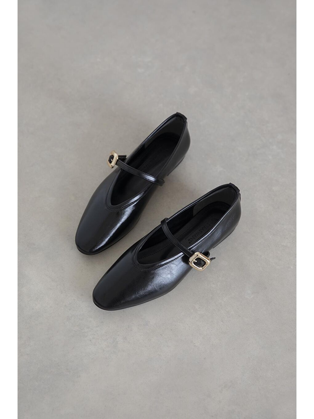 Stony Kadın Kırışık Deri Babet Siyah-1