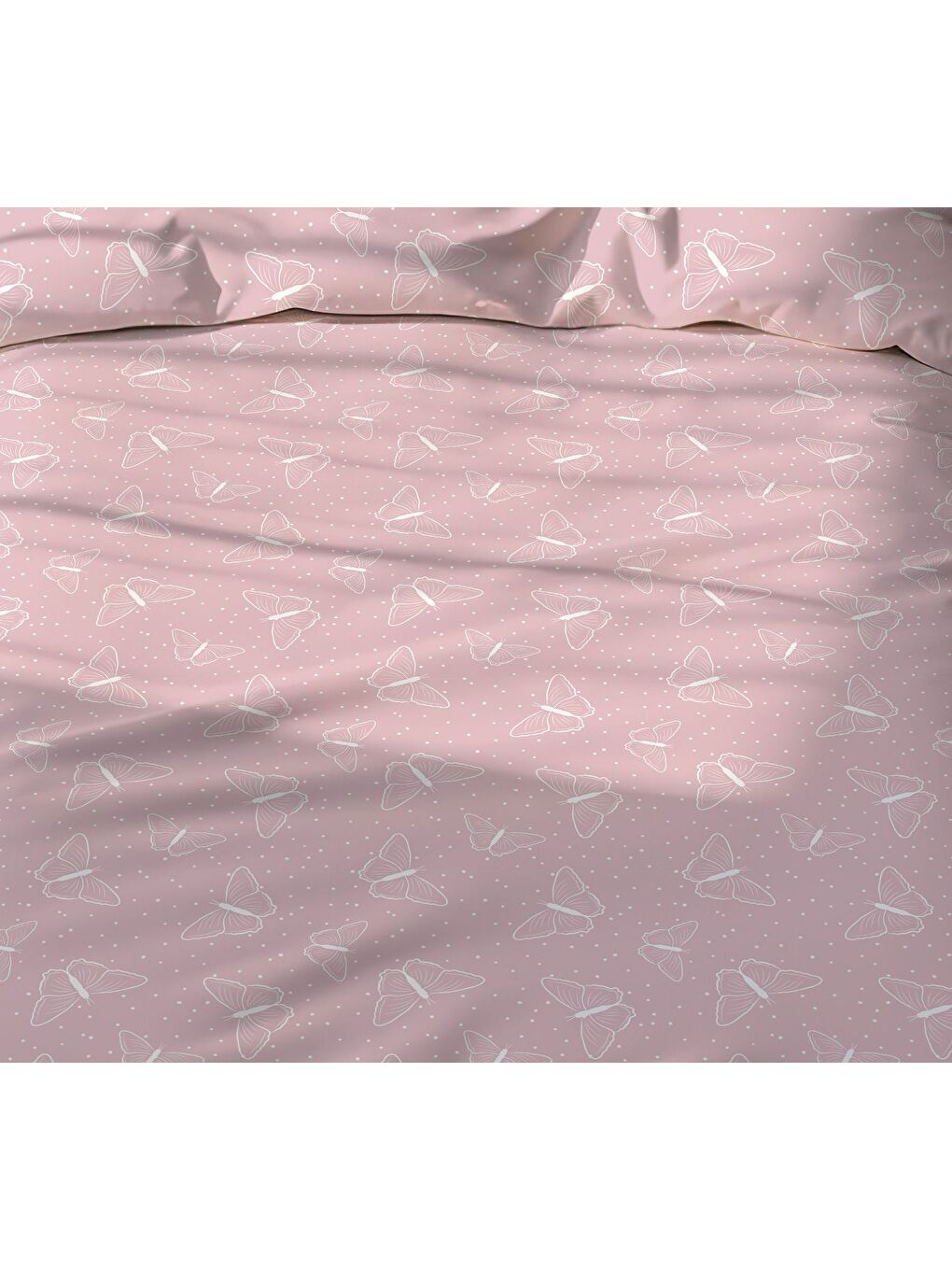 Karışık Çift Taraflı Minik Kelebekler Desenli - Baskılı Tek Kişilik Nevresim Takımı-1