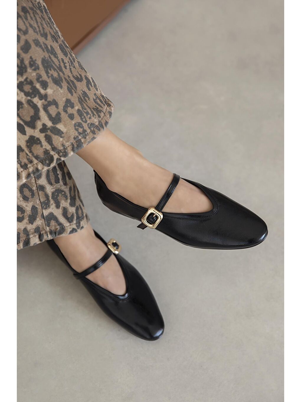 Stony Kadın Kırışık Deri Babet Siyah-3