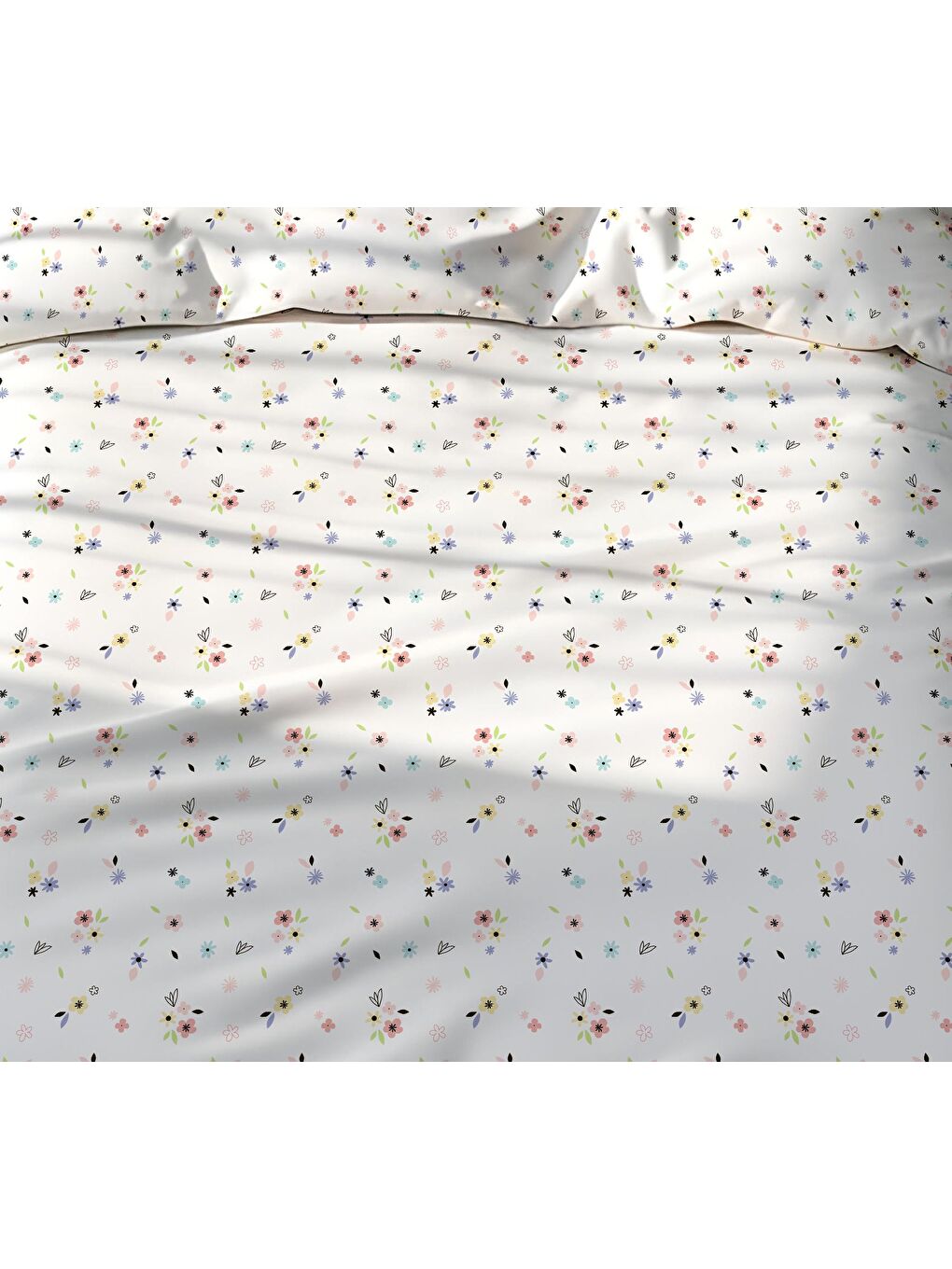 Karışık Çift Taraflı Minik Çiçekler Desenli - Baskılı Tek Kişilik Nevresim Takımı-1