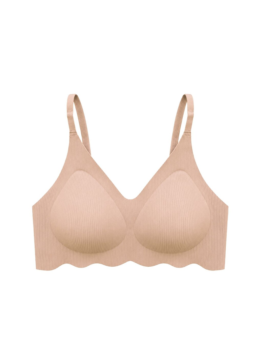 Bej Seamless Bra - Elara | Ten Lazer Kesim Balensiz İnce Fitil Dokulu Dikişsiz Kadın Sütyen