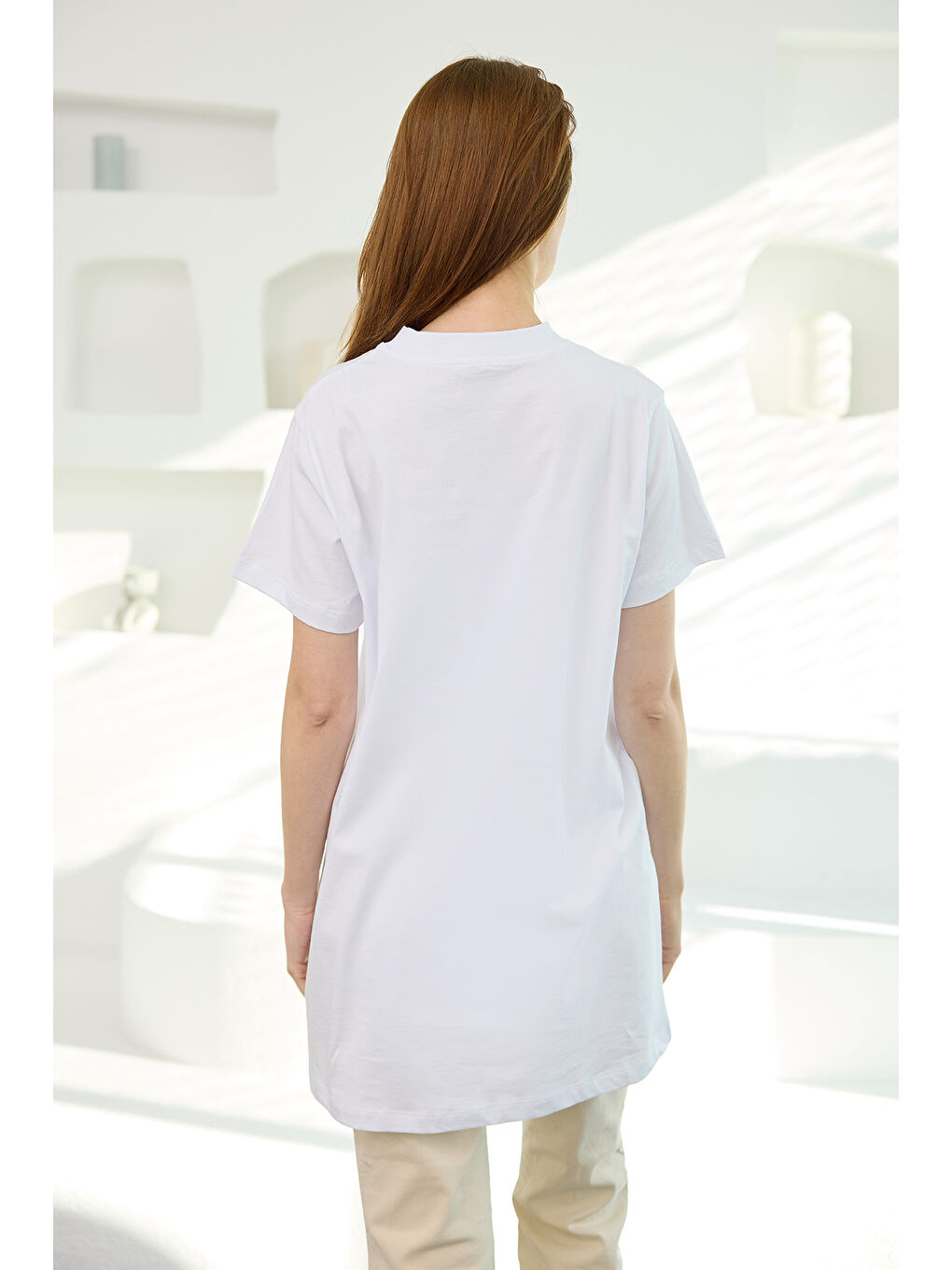 Kadın Ayıcık Baskılı Basic Kısa Kollu İçlik Beyaz-3