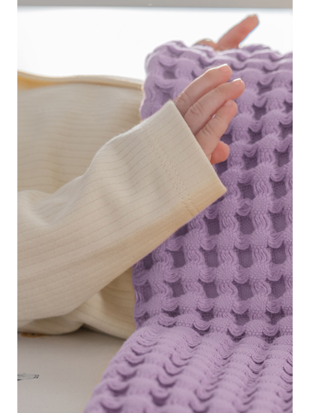 %100 Pamuk Waffle Pike - Lila - 160 x220 cm-3