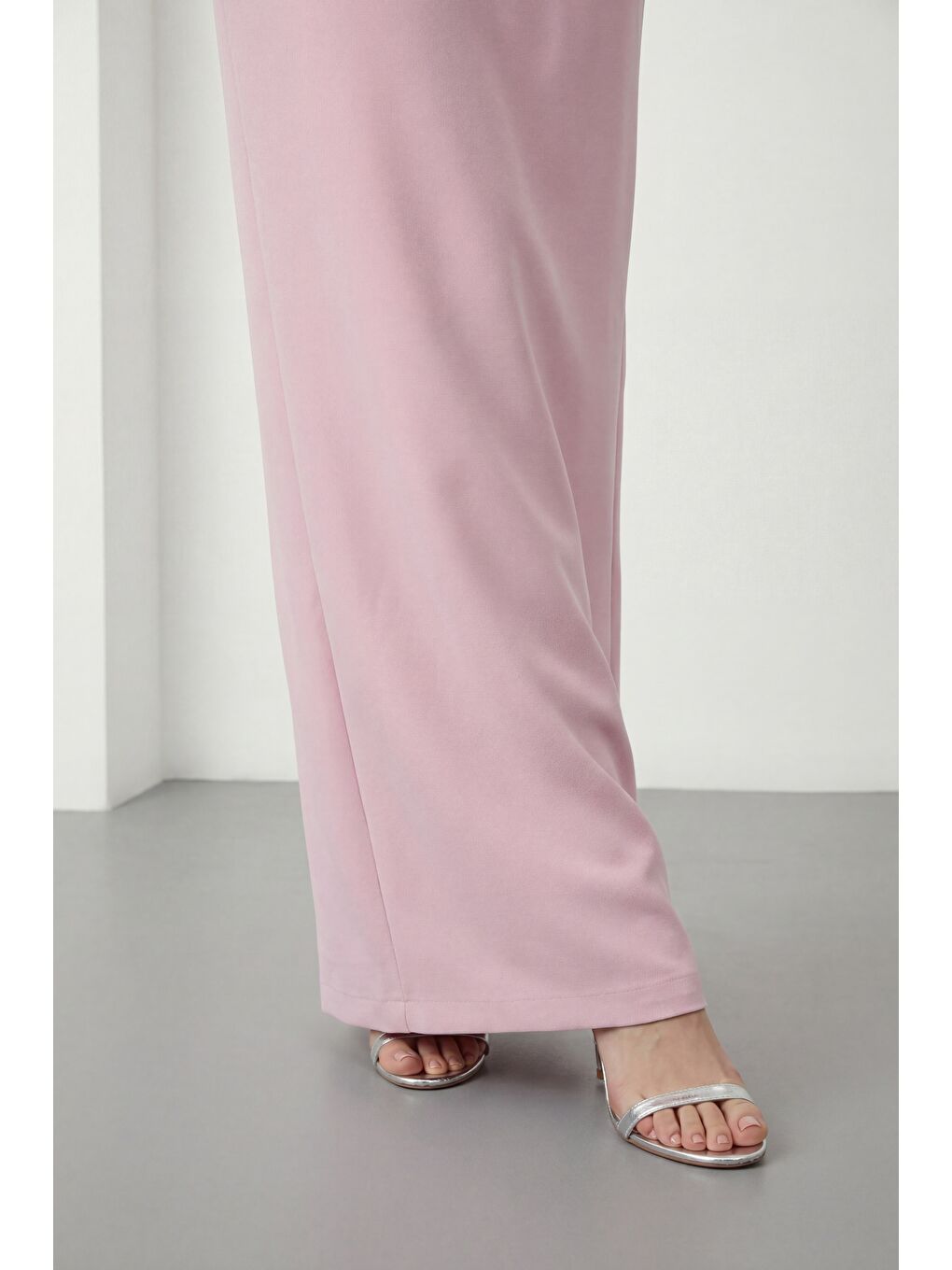 Pembe Kadın Pudra Dar Kalıp Ceketli Taşlı Uzun Söz Nişan Nikah Abiye Elbise-3