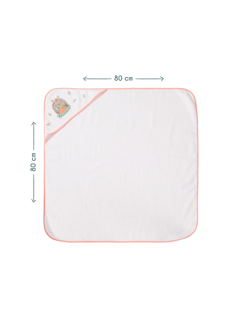 Beyaz Loulou %100 Pamuk- Nakışlı Bebek Havlu - Kundak-4