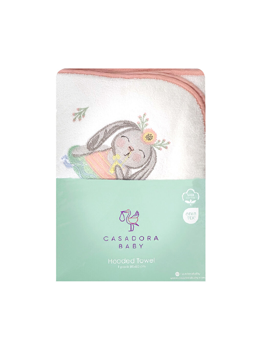 Beyaz Loulou %100 Pamuk- Nakışlı Bebek Havlu - Kundak-7