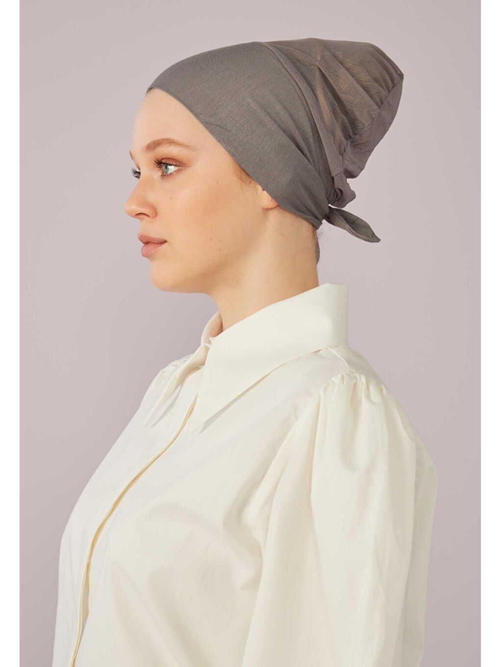 Fileli Dikişsiz Düz Bone Koyu Gri-1