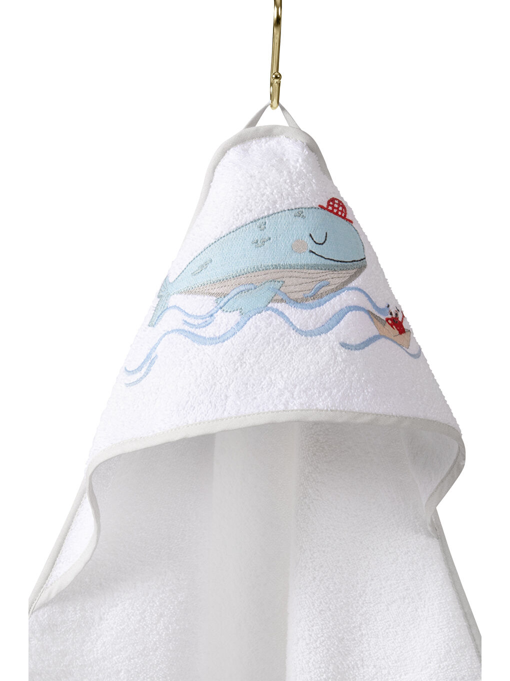 Beyaz Boubou %100 Pamuk- Nakışlı Bebek Havlu -Kundak-1