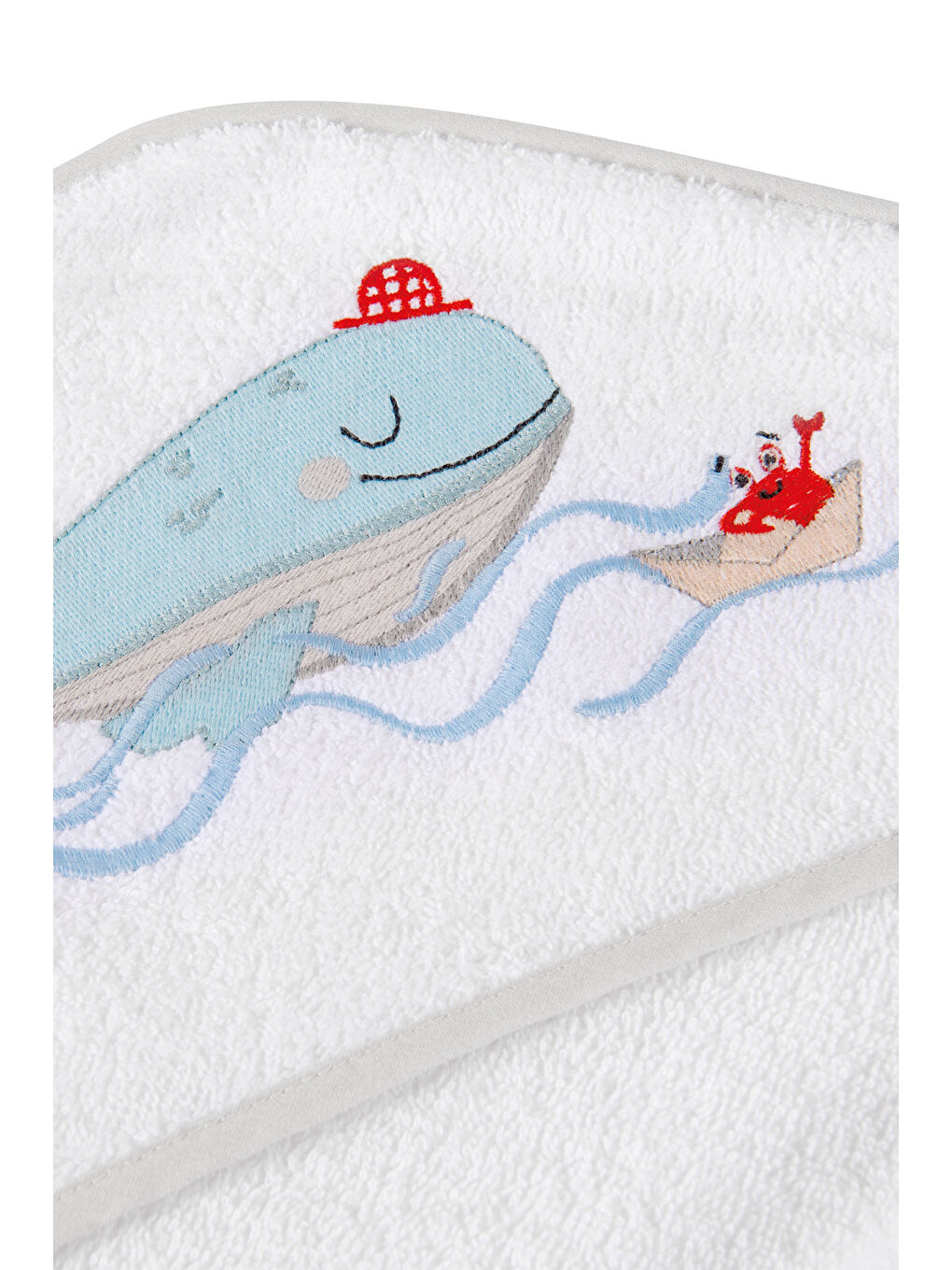 Beyaz Boubou %100 Pamuk- Nakışlı Bebek Havlu -Kundak-2