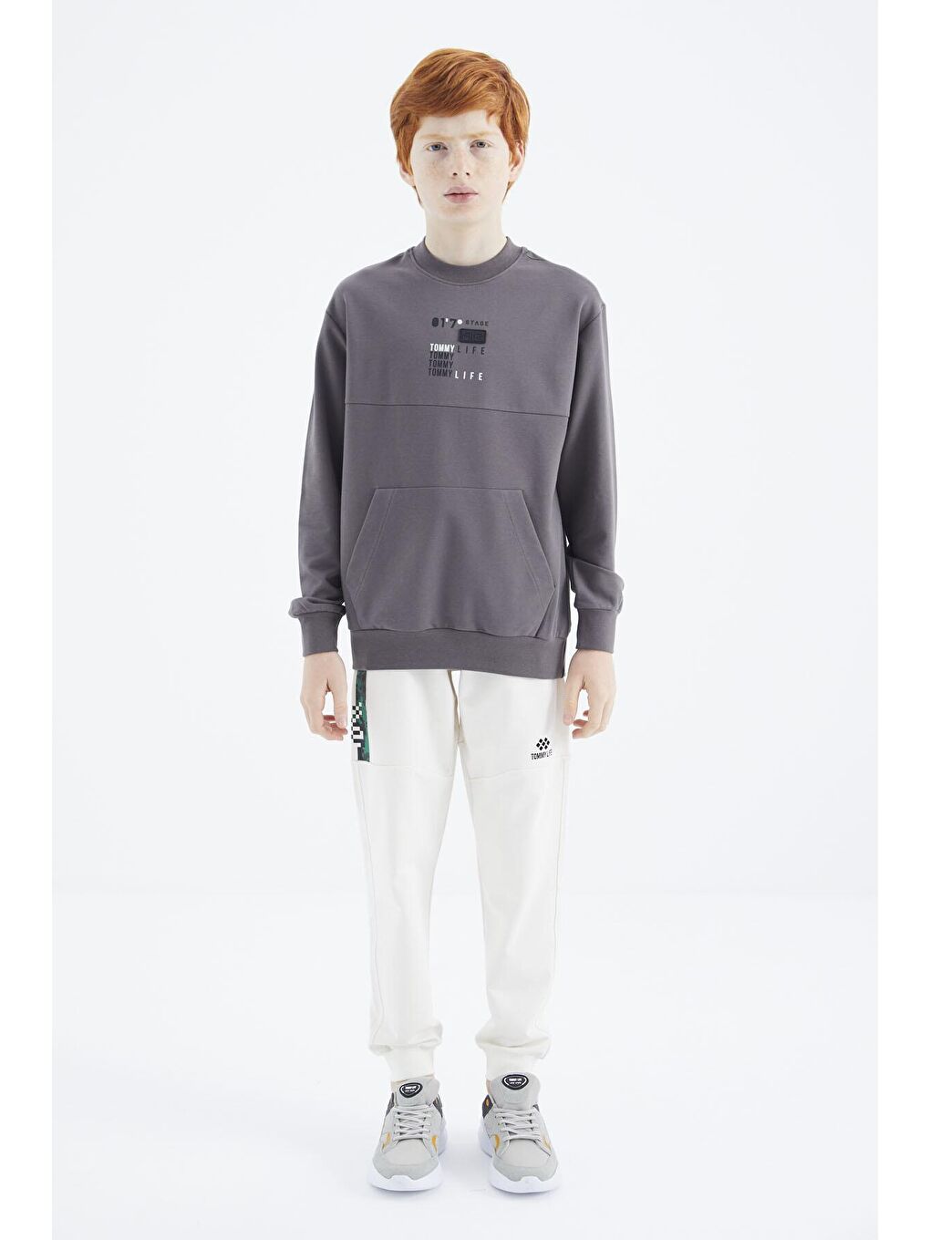 TOMMYLIFE Koyu Gri Baskılı Erkek Çocuk Sweatshirt - 11175 - 2