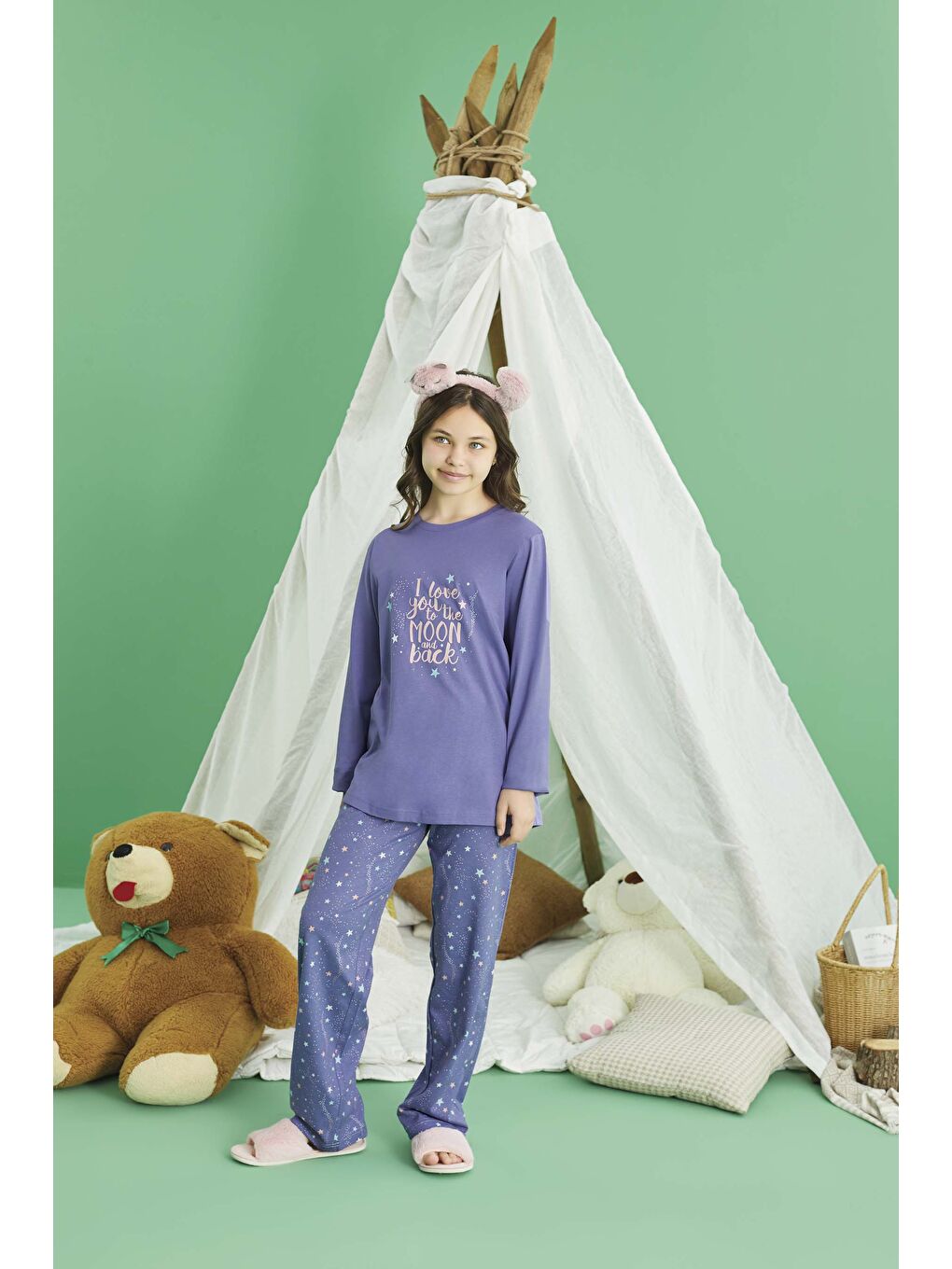 Lila Kız Garson Boy Penye Pijama Takım