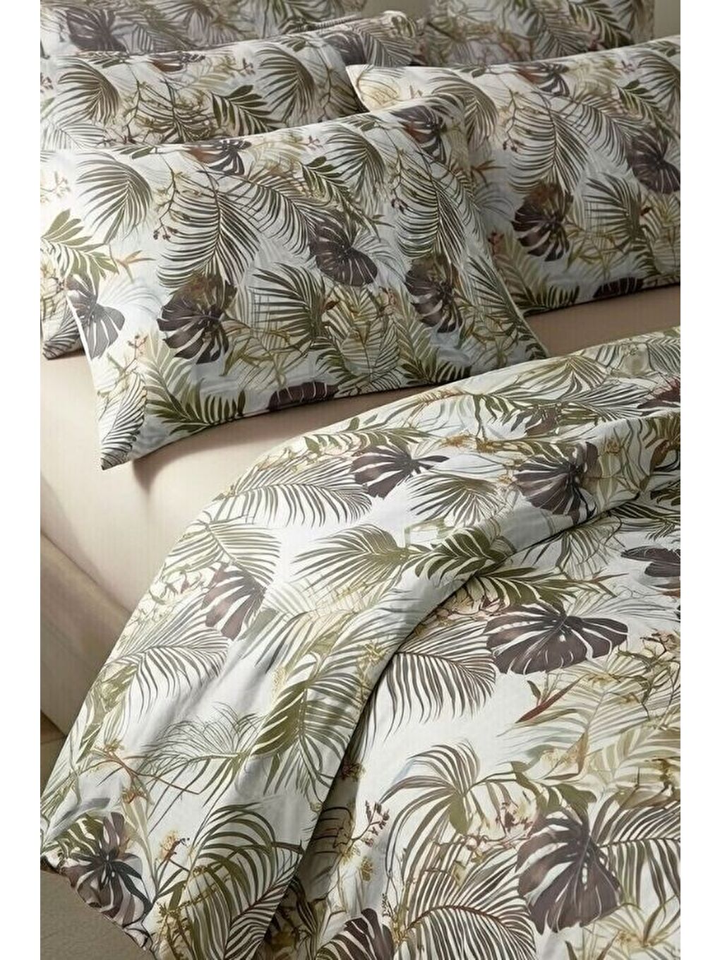 Yeşil Tropikal Tek Kişilik Nevresim Takımı 160x220 cm-1