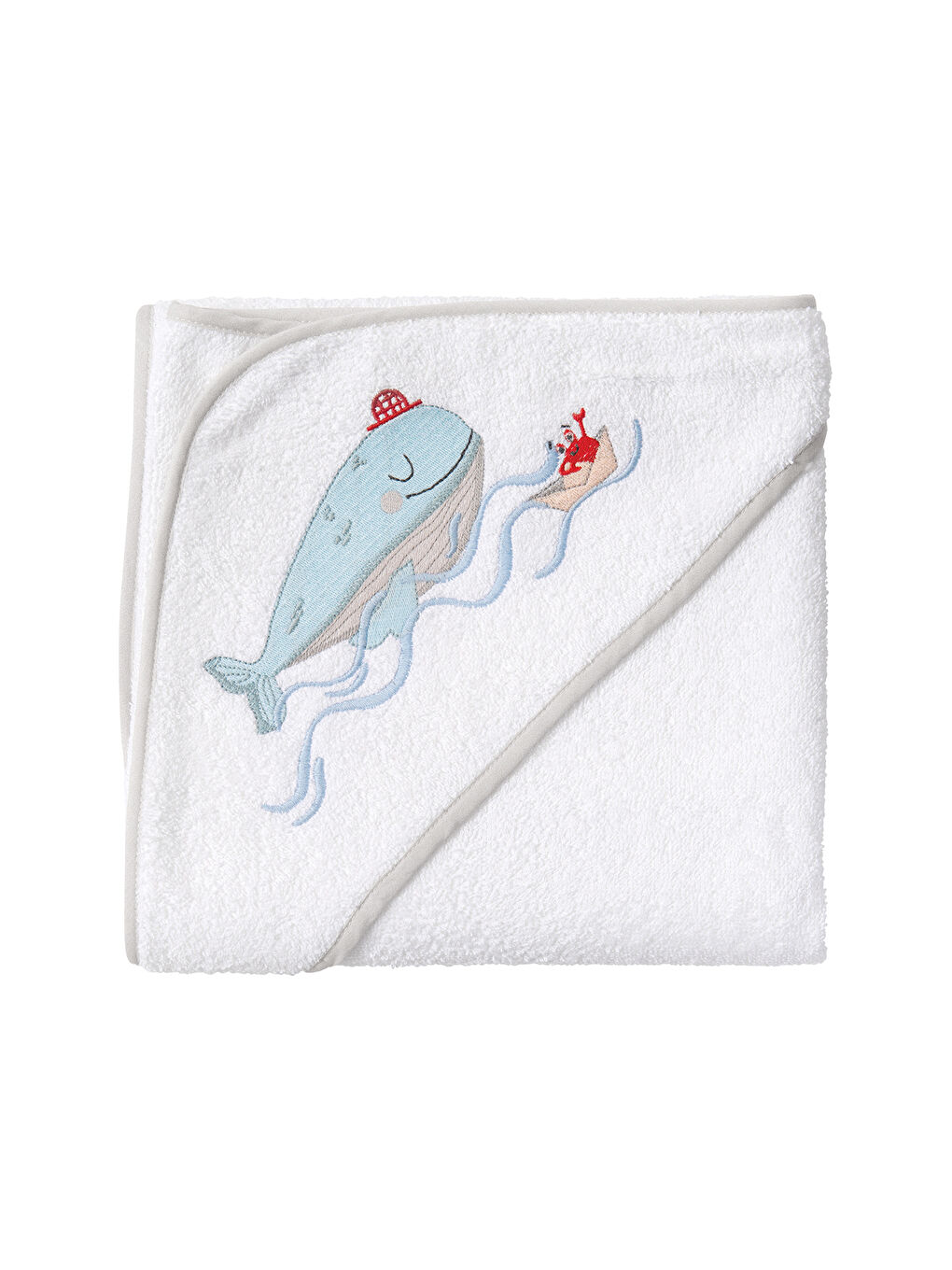 Beyaz Boubou %100 Pamuk- Nakışlı Bebek Havlu -Kundak-5