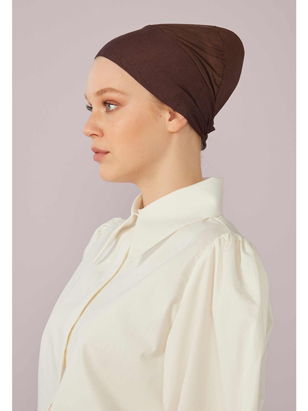 Kahverengi Fileli Dikişsiz Düz Bone Kahve-1