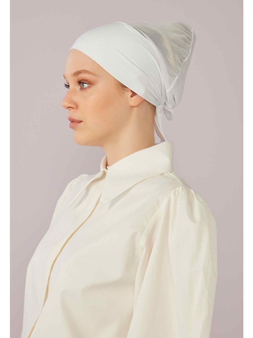 Fileli Dikişsiz Düz Bone Kırık Beyaz-1