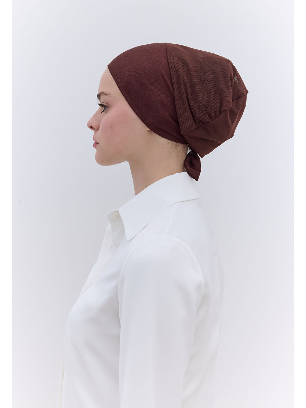 Kahverengi Fileli Dikişsiz Düz Bone Kahve-4