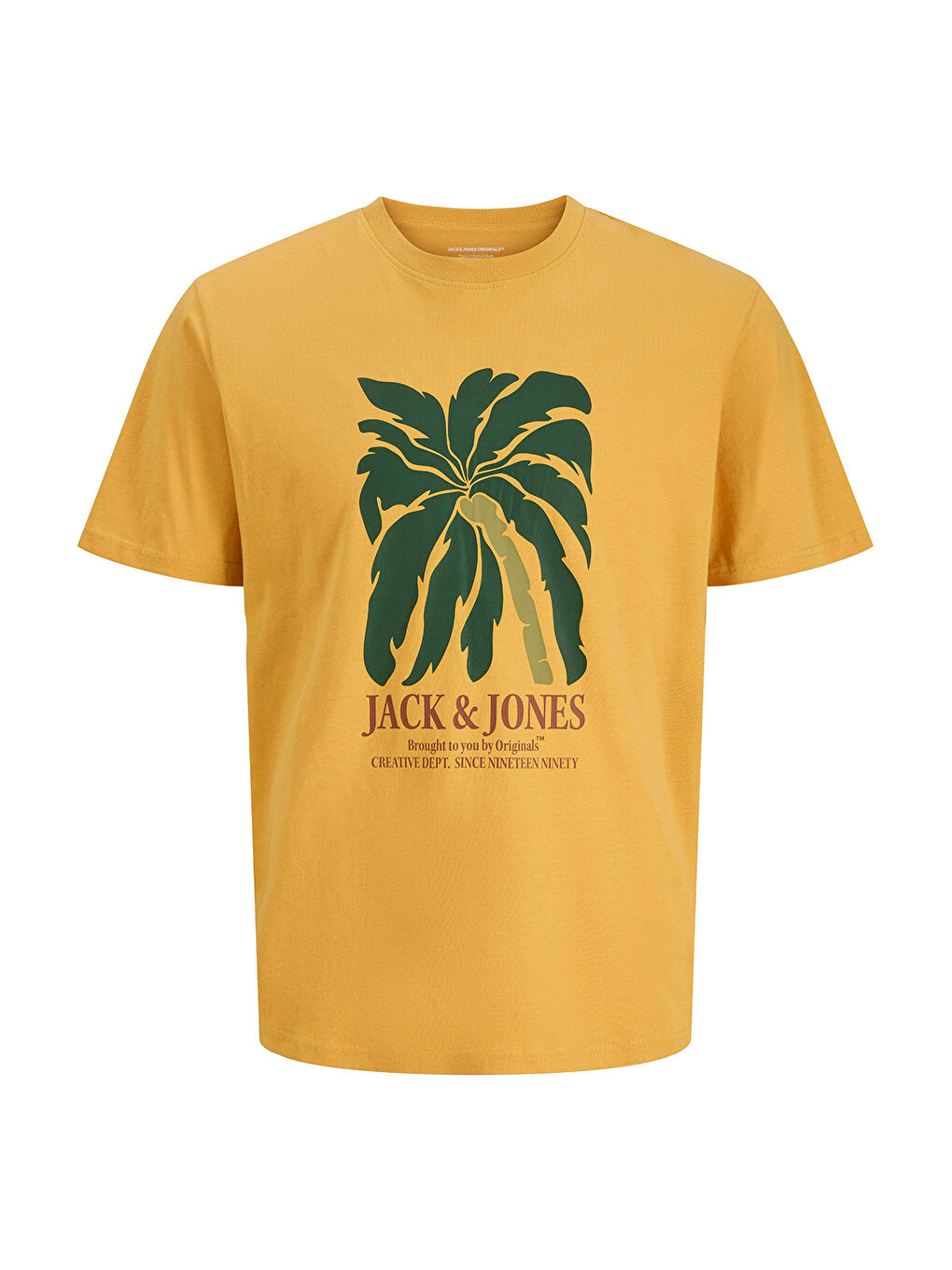 Down Crew Neck Erkek Sarı Yuvarlak Yaka Tişört