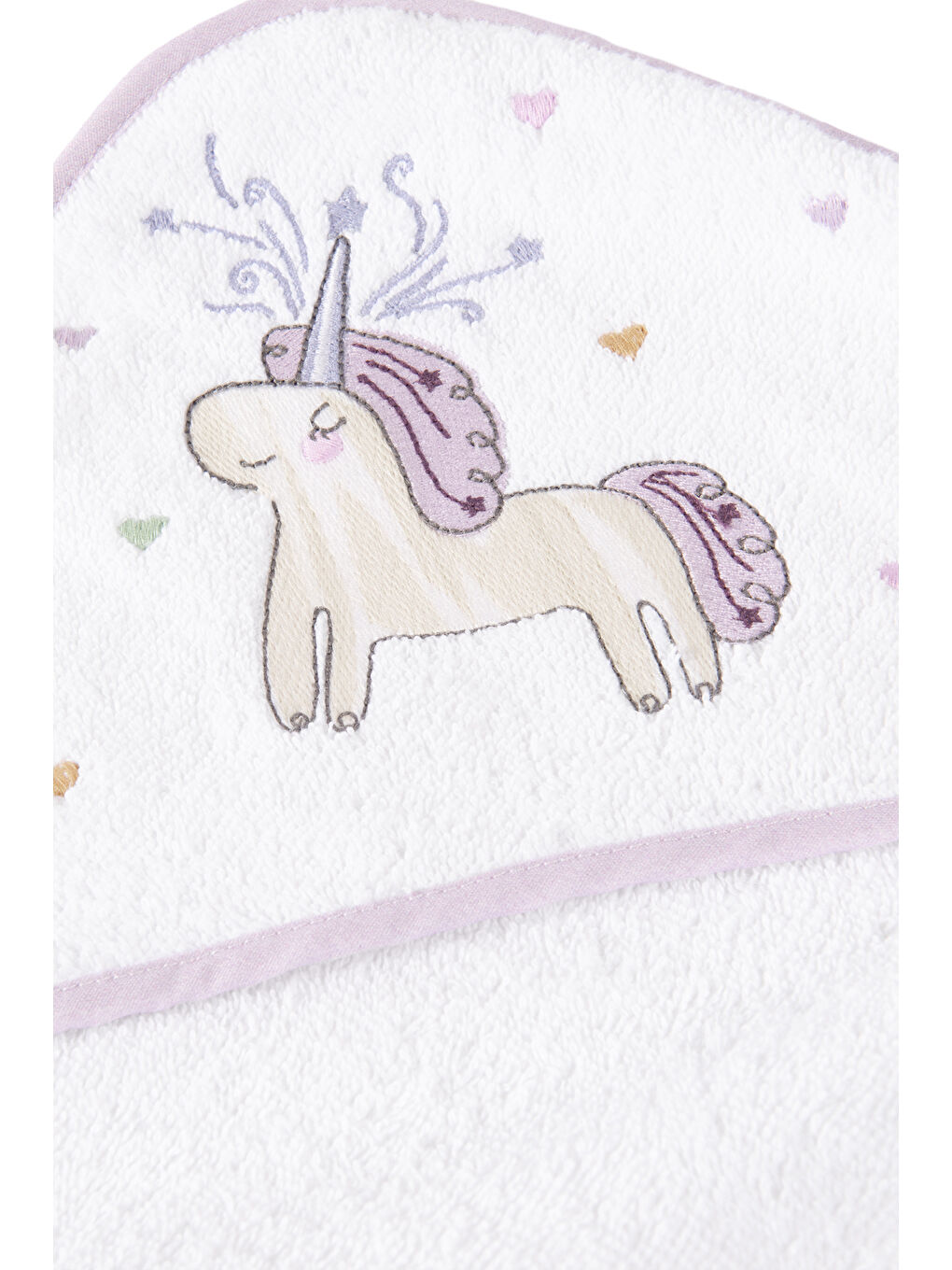 Beyaz Astra %100 Pamuk- Nakışlı Bebek Havlu Kundak-2