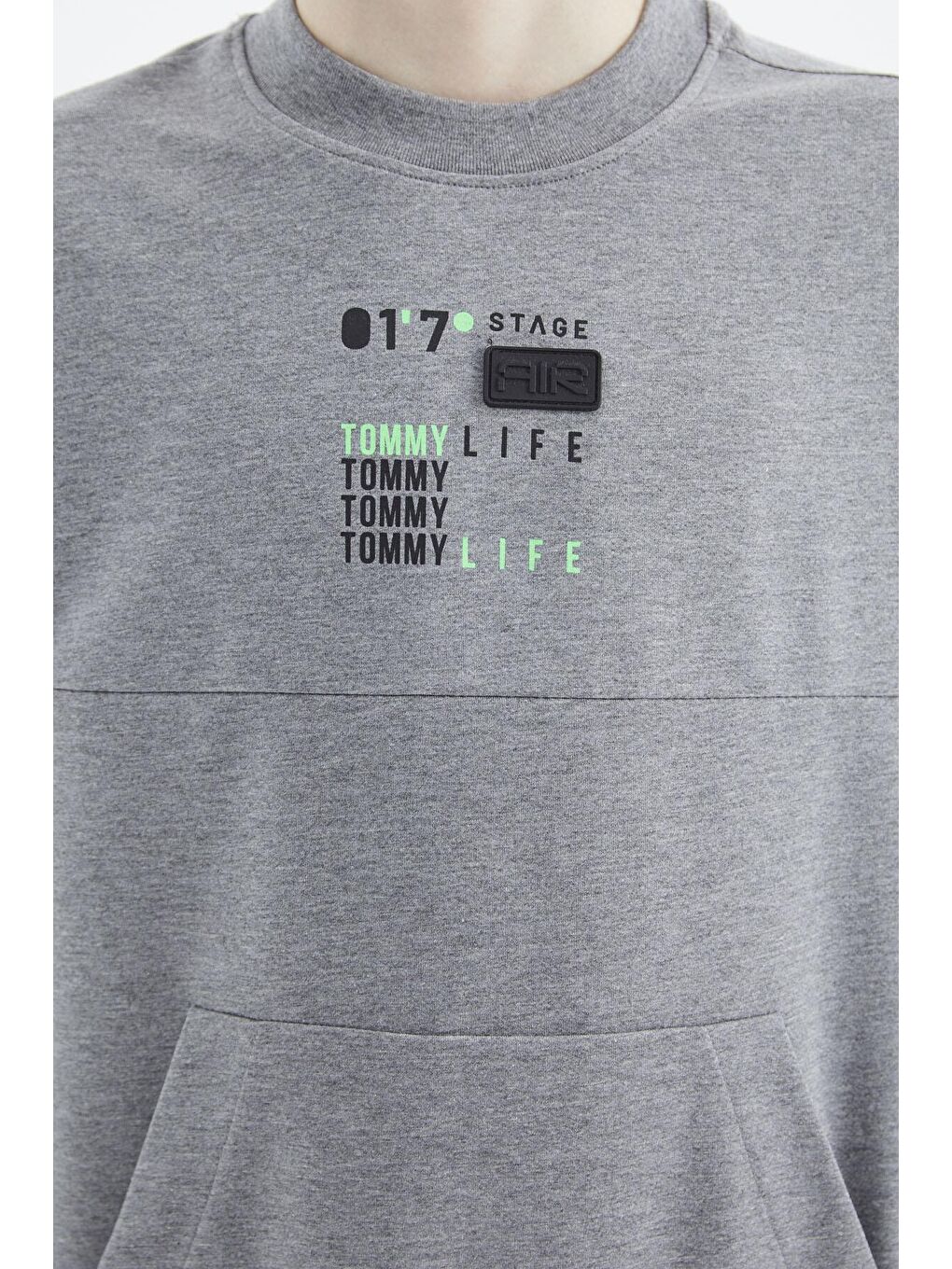 TOMMYLIFE Gri Melanj Baskılı Erkek Çocuk Sweatshirt - 11175 - 1