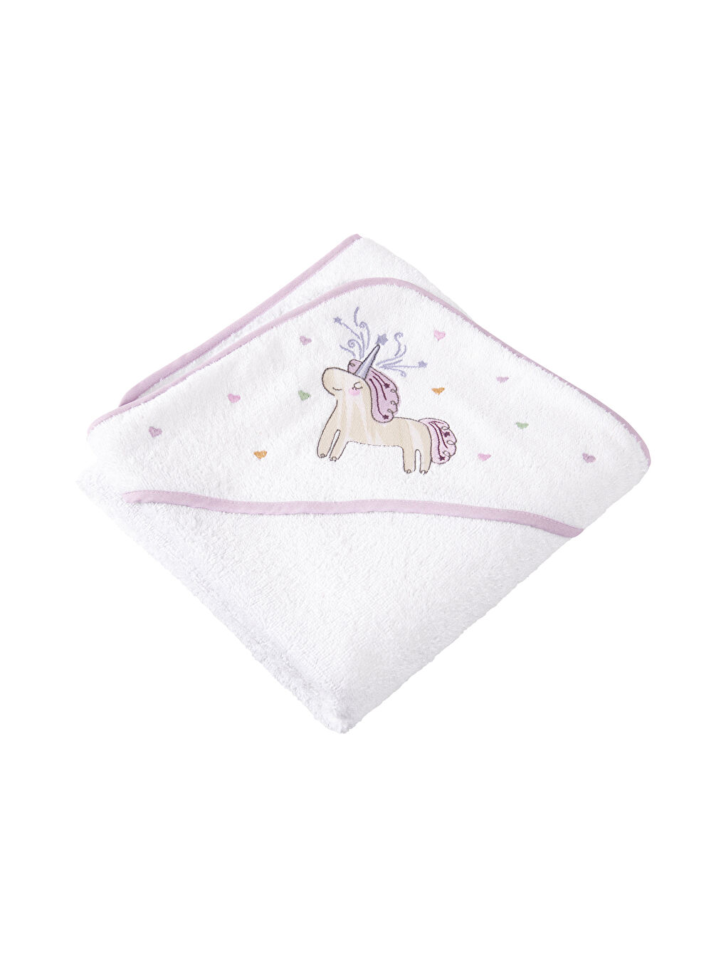 Beyaz Astra %100 Pamuk- Nakışlı Bebek Havlu Kundak-5