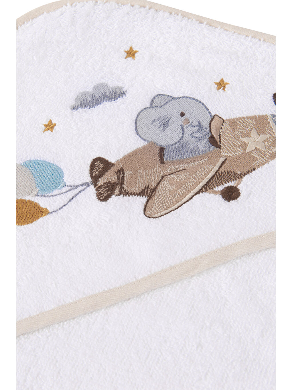 Beyaz Happy Tony %100 Pamuk- Nakışlı Bebek Havlu - Kundak-2