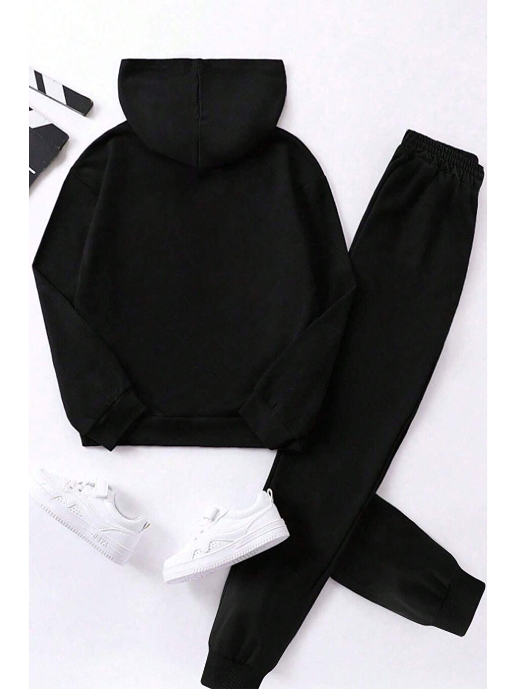 Siyah Ördek Baskılı Çocuk Rahat Eşofman Takımı-1