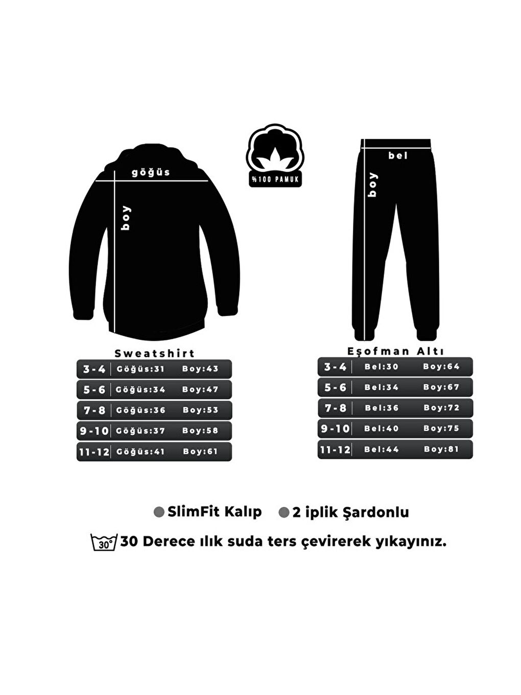 Siyah Ördek Baskılı Çocuk Rahat Eşofman Takımı-2