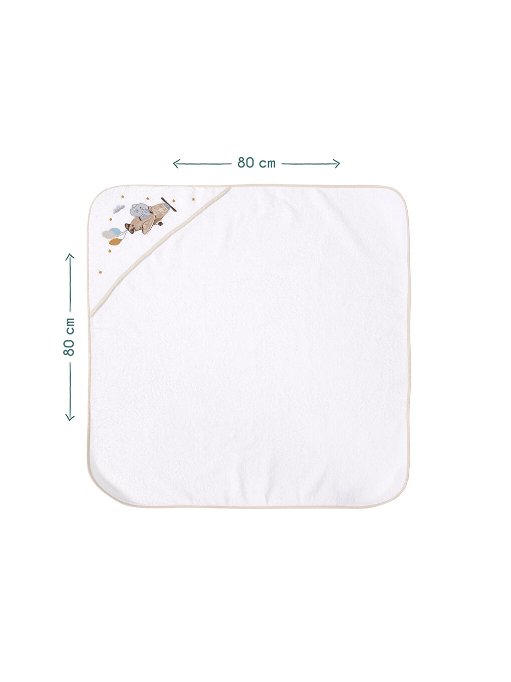 Beyaz Happy Tony %100 Pamuk- Nakışlı Bebek Havlu - Kundak-5