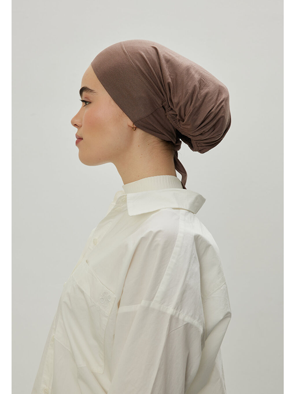 Bej Geniş Hacimli Bağlamalı Bone Vizon-1