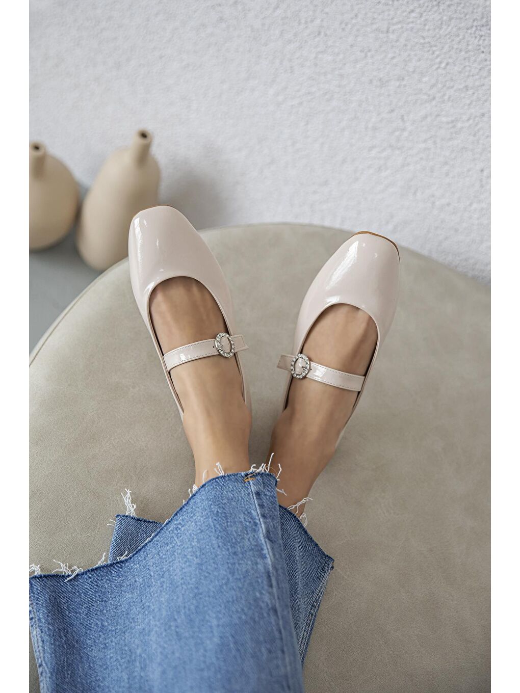 Berny  Kadın  Kemer  Detay  Rugan  Babet Bej