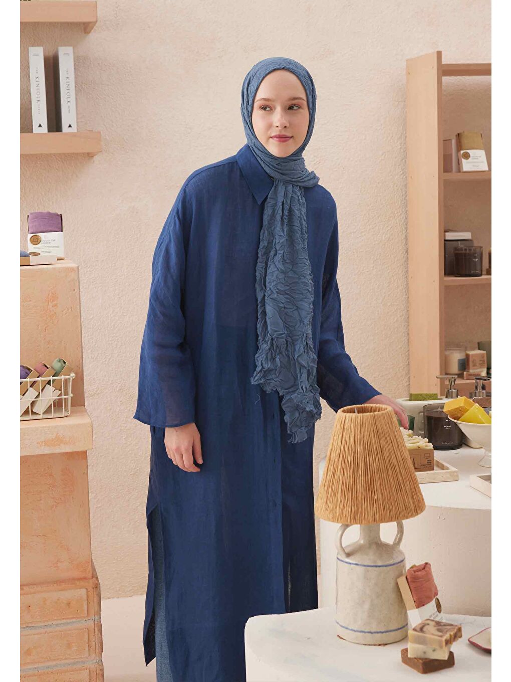 Vual Crash Şal Jean Mavi-1