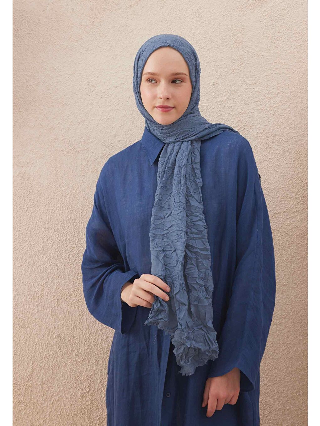 Vual Crash Şal Jean Mavi-3
