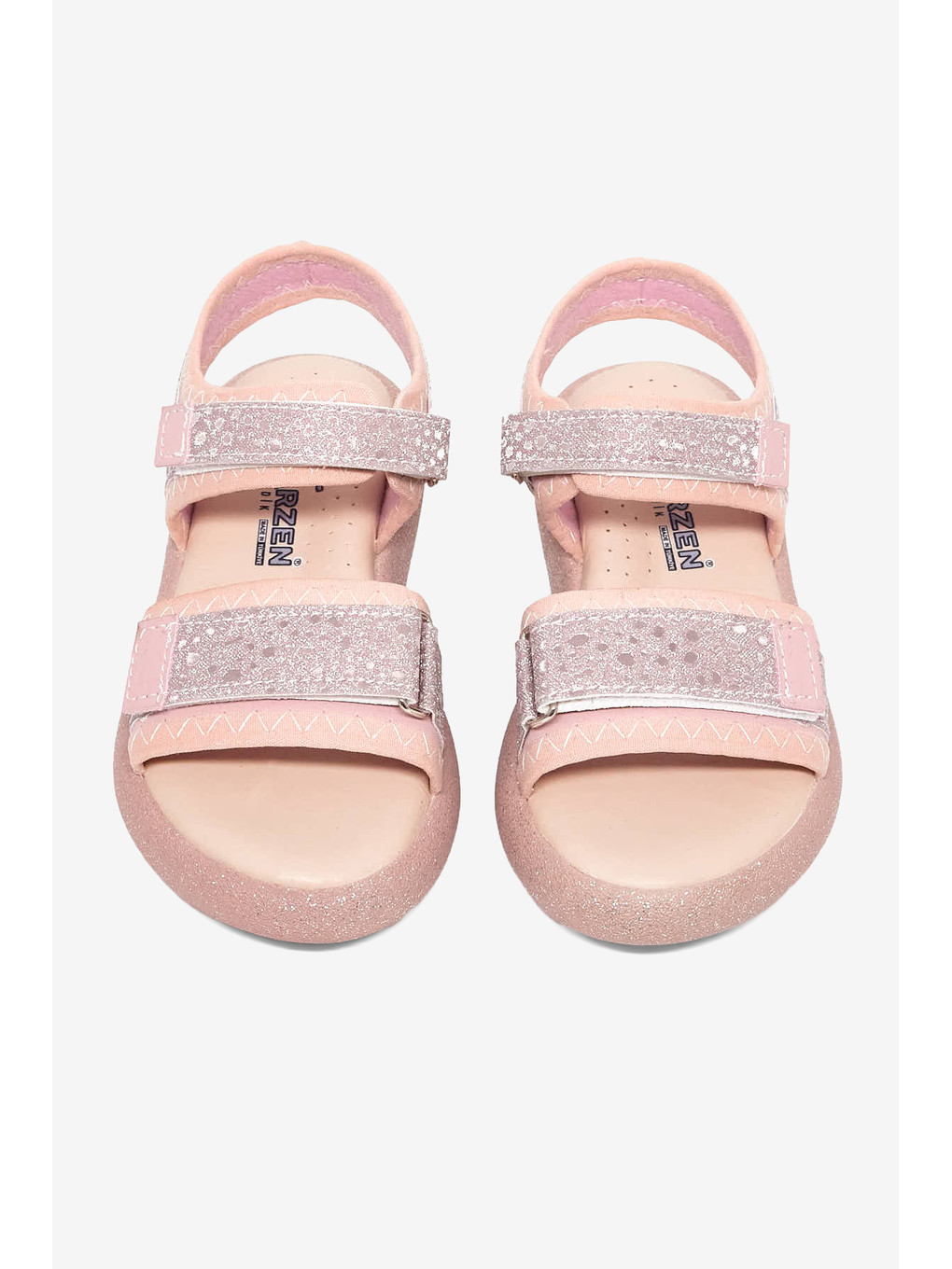 Pembe Çocuk Unisex Pudra Simli Çocuk Çift Cırtlı Simli Sandalet-1