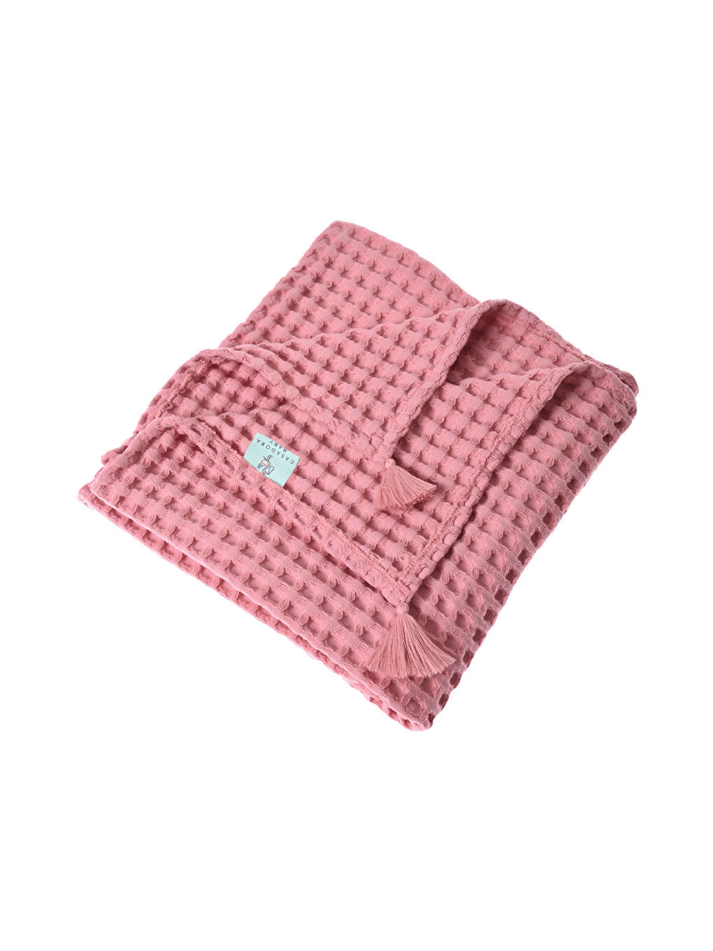 Pembe %100 Pamuk Tek Kısılık Waffle Pıke - PEMBE